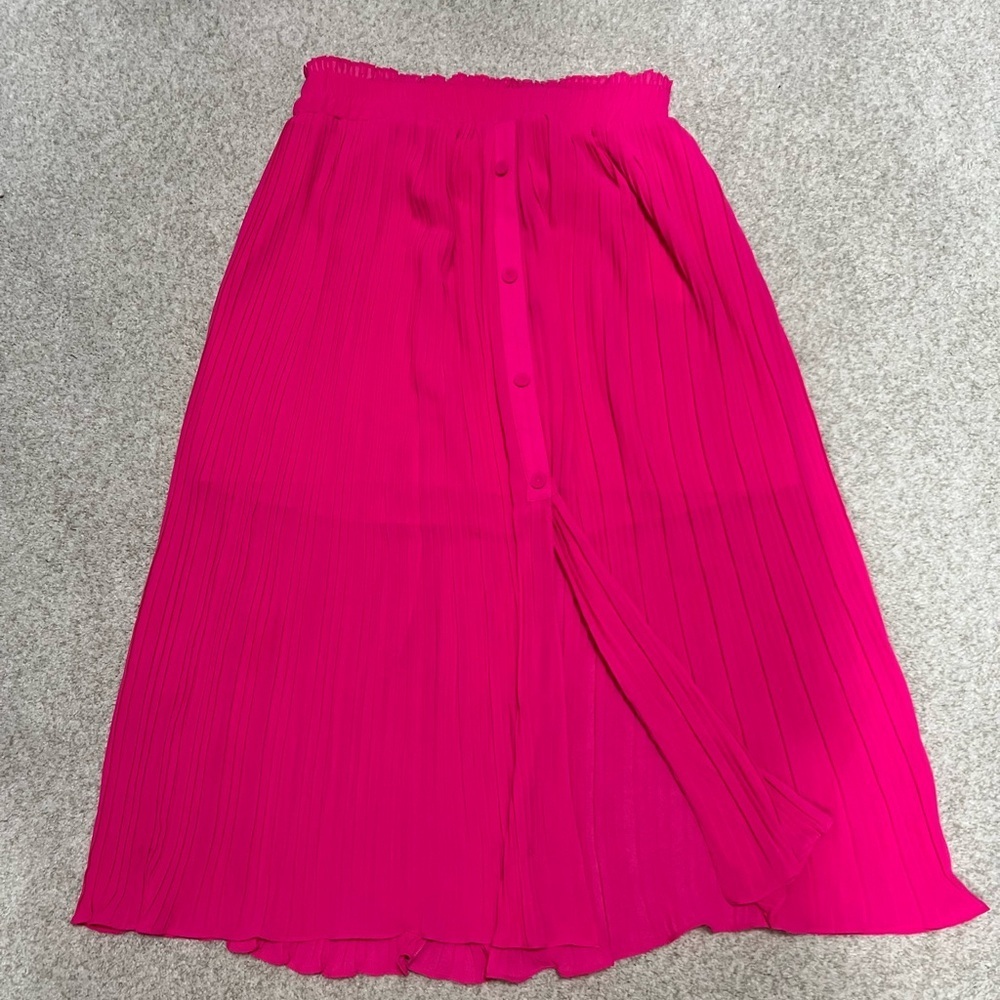 Skies Are Blue Vibrant Pink Midi Skirt-size M - Picture 2 of 4